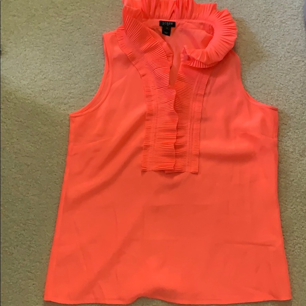 J.Crew fluorescent factory ruffle neck blouse